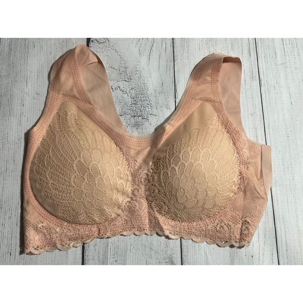 Bralette Womens Lace Soft Beige Bralette Size L (fits like a Medium)